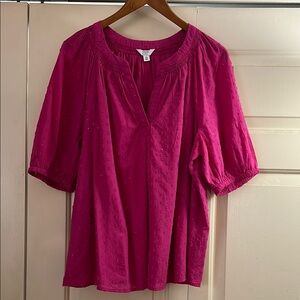 Crown & Ivy Vibrant Pink Blouse with Textured Design